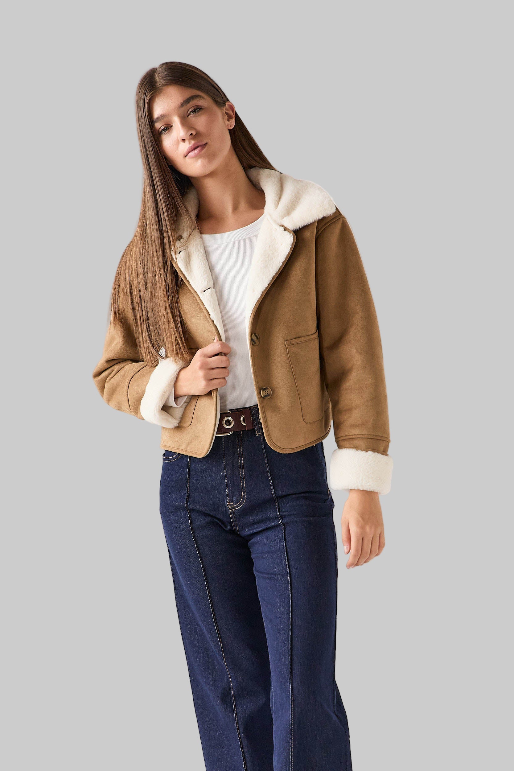 ABRIGO ANTELINA INTERIOR BORREGUITO CAMEL