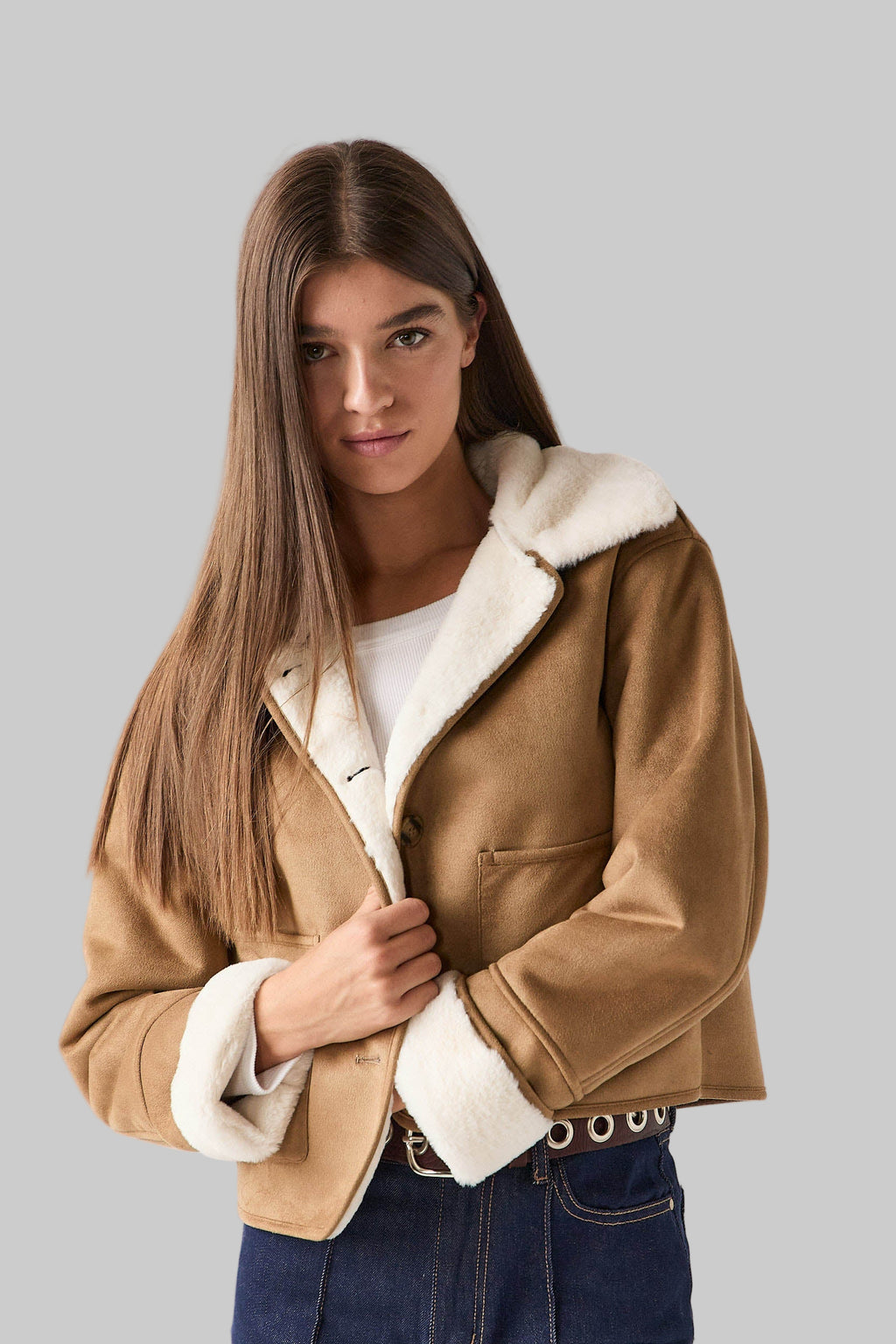 ABRIGO ANTELINA INTERIOR BORREGUITO CAMEL