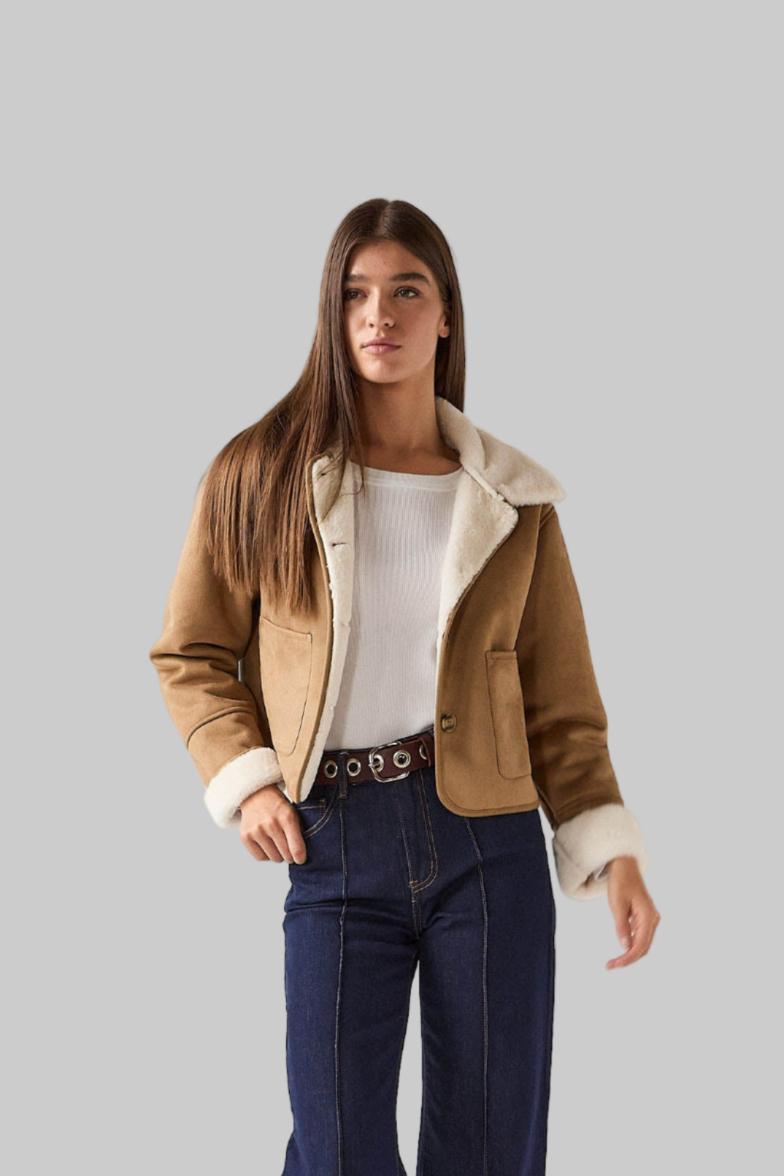 ABRIGO ANTELINA INTERIOR BORREGUITO CAMEL