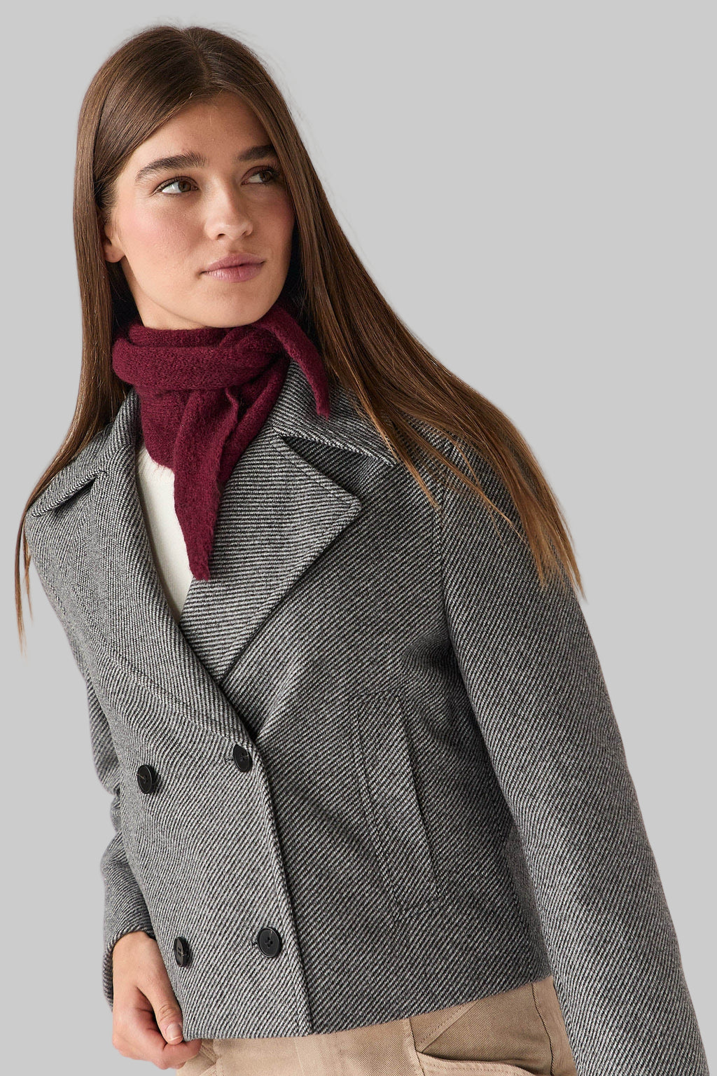 ABRIGO CORTO ESPIGA GRIS