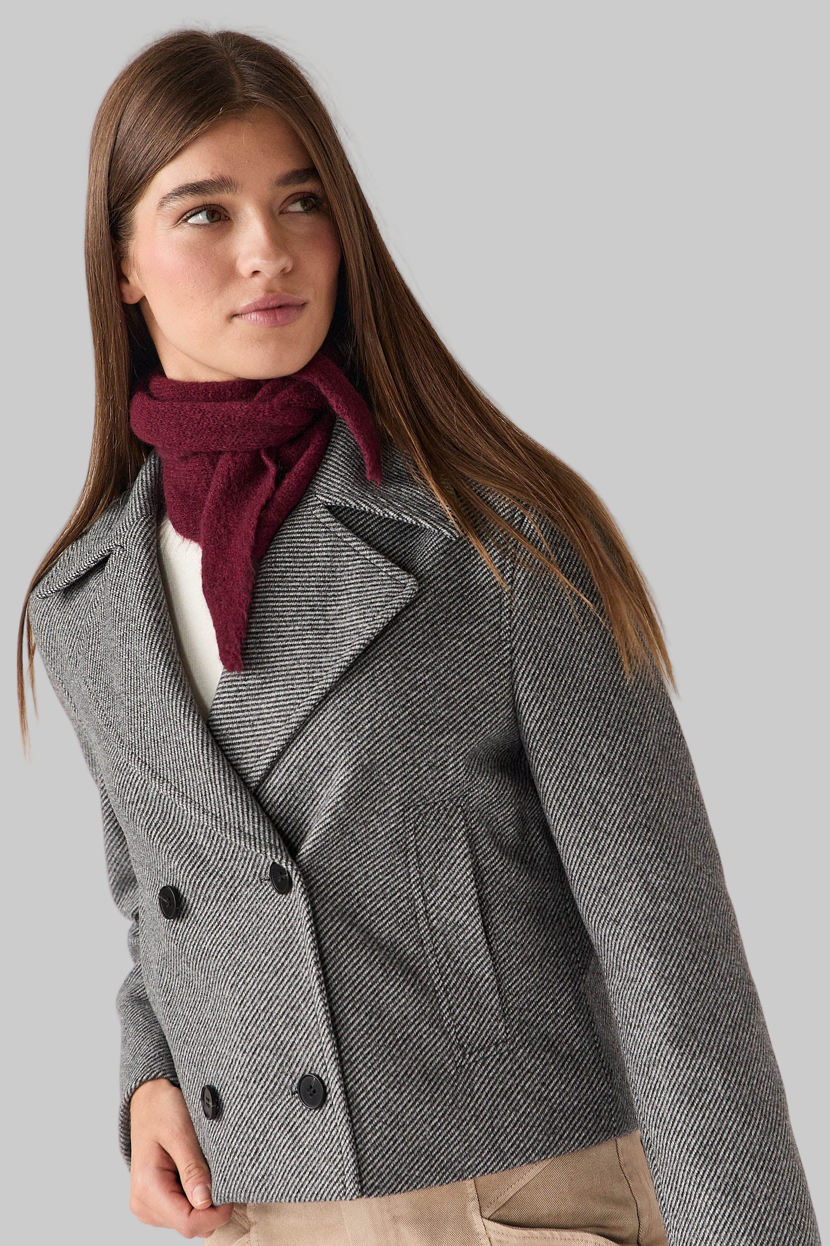 ABRIGO CORTO ESPIGA GRIS