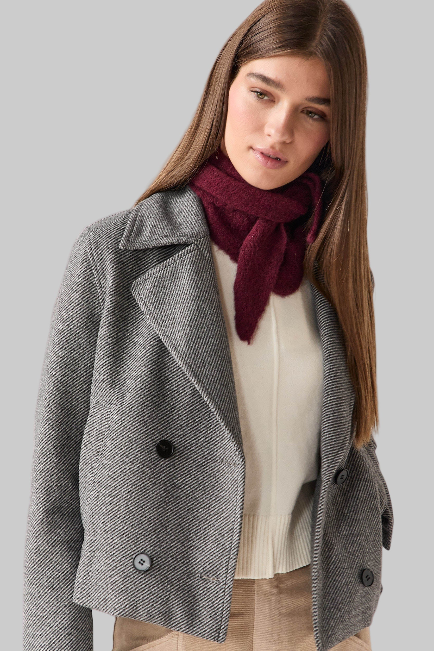 ABRIGO CORTO ESPIGA GRIS